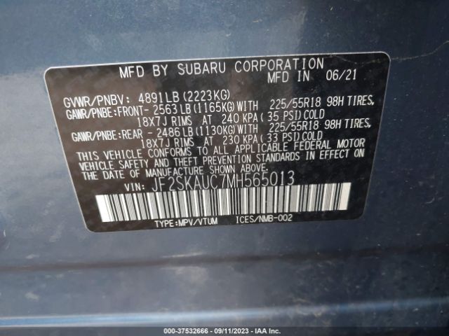 Photo 8 VIN: JF2SKAUC7MH565013 - SUBARU FORESTER 