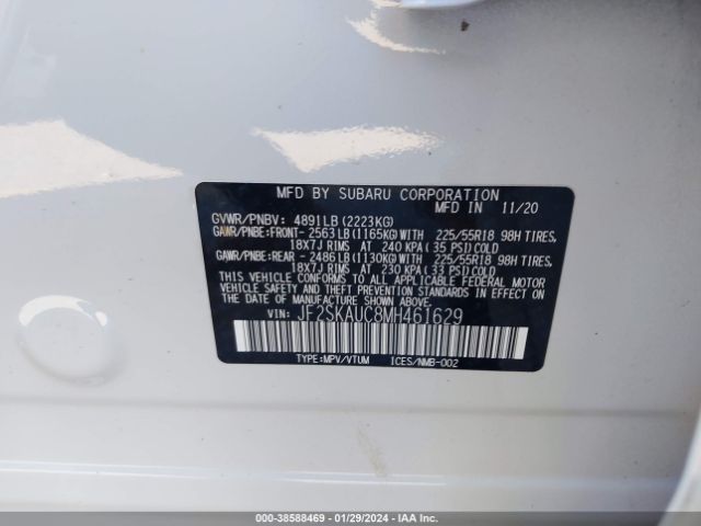 Photo 8 VIN: JF2SKAUC8MH461629 - SUBARU FORESTER 