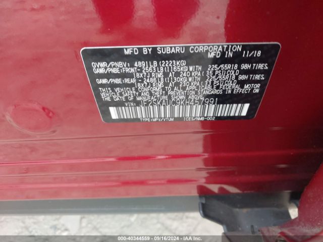 Photo 8 VIN: JF2SKAUC9KH457991 - SUBARU FORESTER 