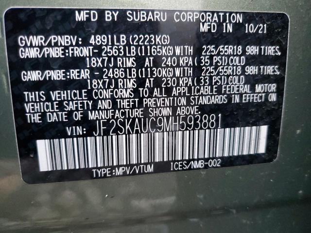 Photo 11 VIN: JF2SKAUC9MH593881 - SUBARU FORESTER 