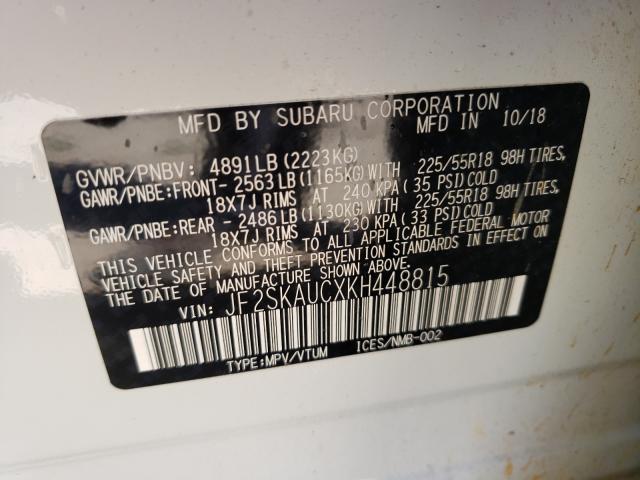 Photo 9 VIN: JF2SKAUCXKH448815 - SUBARU FORESTER 