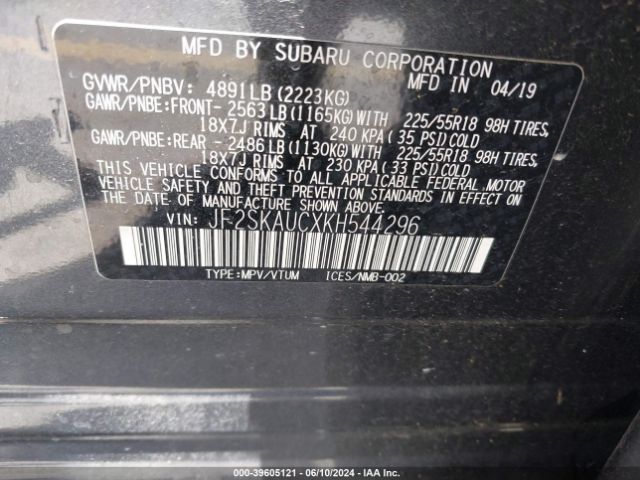 Photo 8 VIN: JF2SKAUCXKH544296 - SUBARU FORESTER 