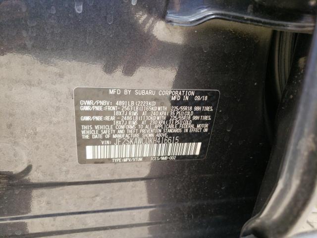 Photo 9 VIN: JF2SKAWC0KH416615 - SUBARU FORESTER T 