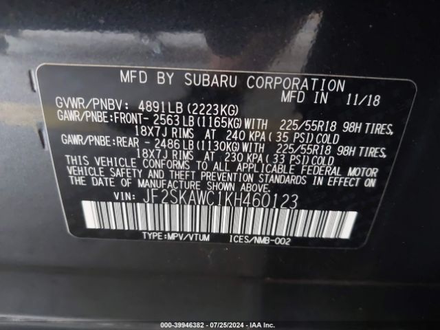 Photo 8 VIN: JF2SKAWC1KH460123 - SUBARU FORESTER 