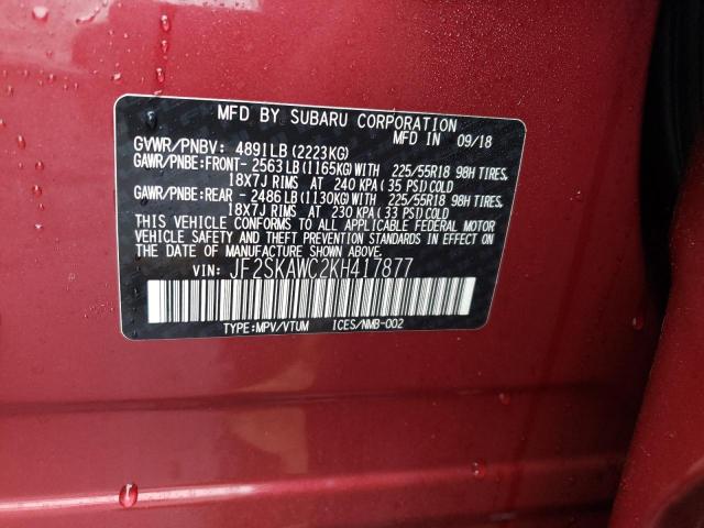 Photo 12 VIN: JF2SKAWC2KH417877 - SUBARU FORESTER T 