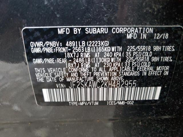 Photo 12 VIN: JF2SKAWC2KH482955 - SUBARU FORESTER 