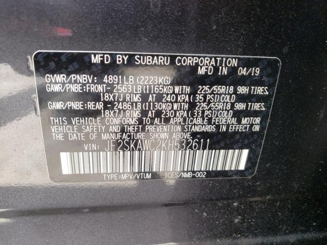 Photo 9 VIN: JF2SKAWC2KH532611 - SUBARU FORESTER T 