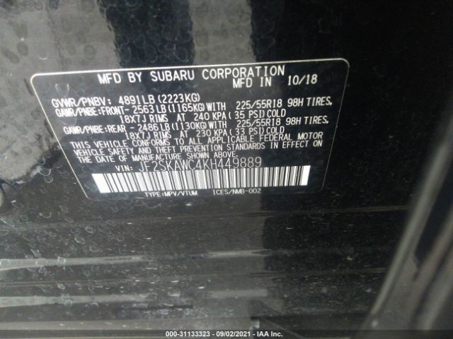 Photo 8 VIN: JF2SKAWC4KH449889 - SUBARU FORESTER 