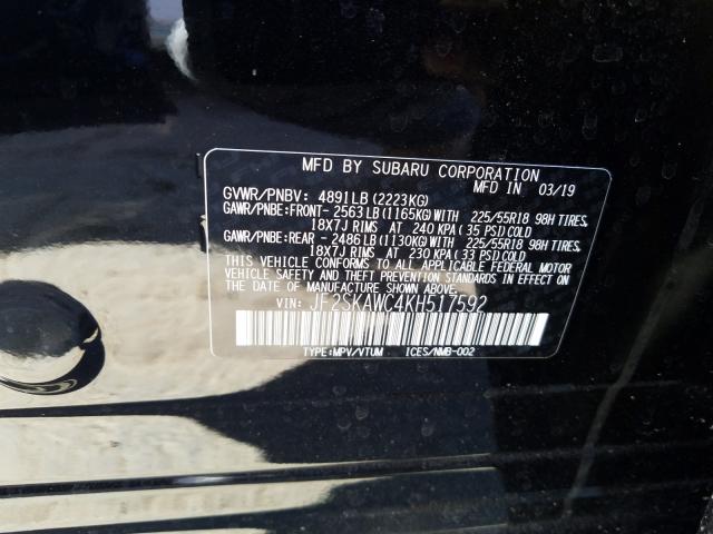 Photo 9 VIN: JF2SKAWC4KH517592 - SUBARU FORESTER 