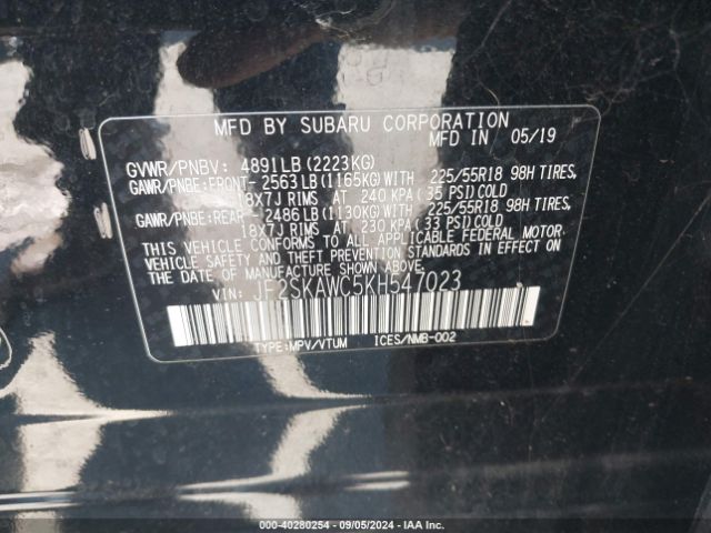 Photo 8 VIN: JF2SKAWC5KH547023 - SUBARU FORESTER 