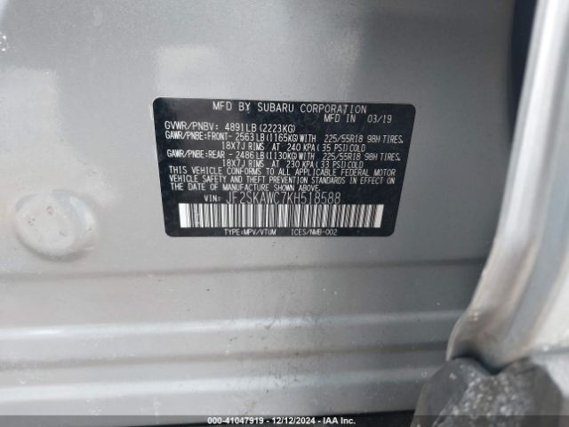 Photo 8 VIN: JF2SKAWC7KH518588 - SUBARU FORESTER 