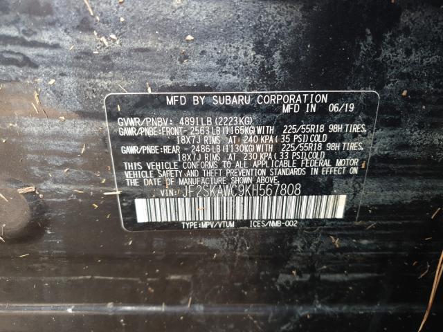 Photo 9 VIN: JF2SKAWC9KH567808 - SUBARU FORESTER T 