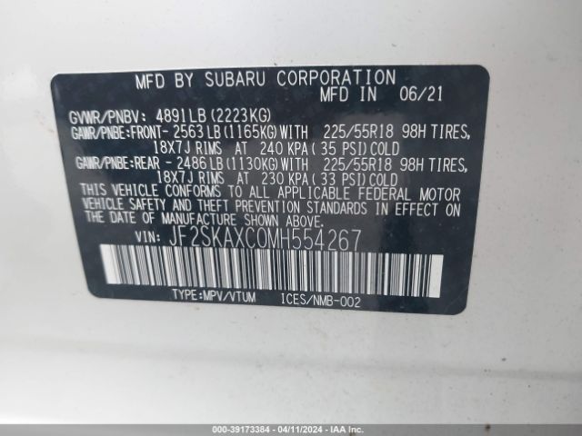 Photo 8 VIN: JF2SKAXC0MH554267 - SUBARU FORESTER 