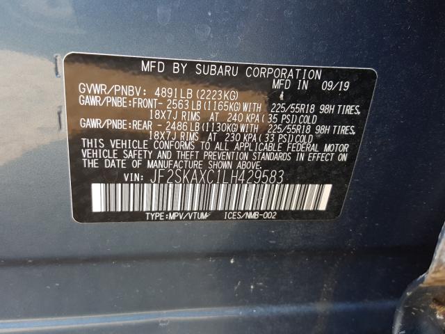 Photo 9 VIN: JF2SKAXC1LH429583 - SUBARU FORESTER T 