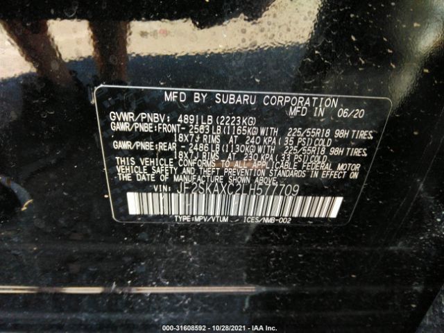 Photo 8 VIN: JF2SKAXC2LH577709 - SUBARU FORESTER 