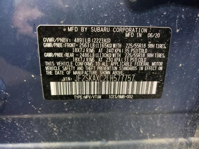 Photo 11 VIN: JF2SKAXC2LH577757 - SUBARU FORESTER T 