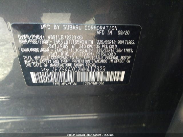 Photo 8 VIN: JF2SKAXC2MH417329 - SUBARU FORESTER 