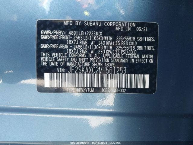 Photo 8 VIN: JF2SKAXC2MH561253 - SUBARU FORESTER 