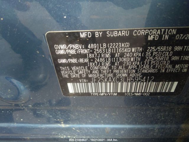 Photo 8 VIN: JF2SKAXC3LH595412 - SUBARU FORESTER 