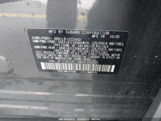 Photo 8 VIN: JF2SKAXC3MH435256 - SUBARU FORESTER 