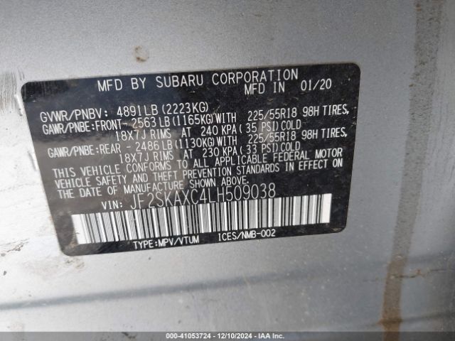 Photo 8 VIN: JF2SKAXC4LH509038 - SUBARU FORESTER 