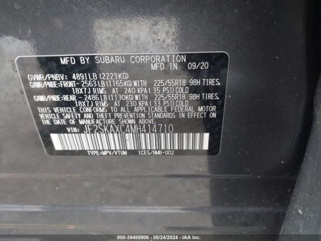 Photo 8 VIN: JF2SKAXC4MH414710 - SUBARU FORESTER 