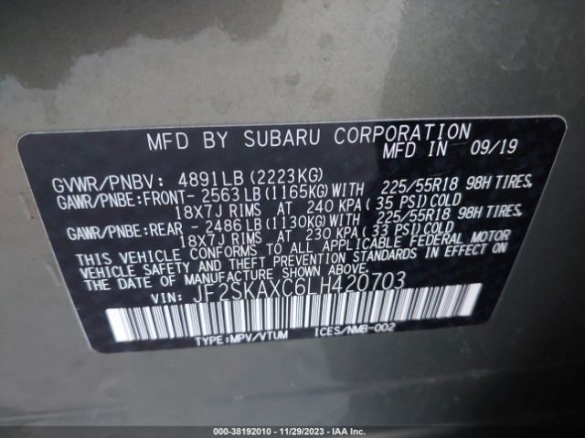 Photo 8 VIN: JF2SKAXC6LH420703 - SUBARU FORESTER 