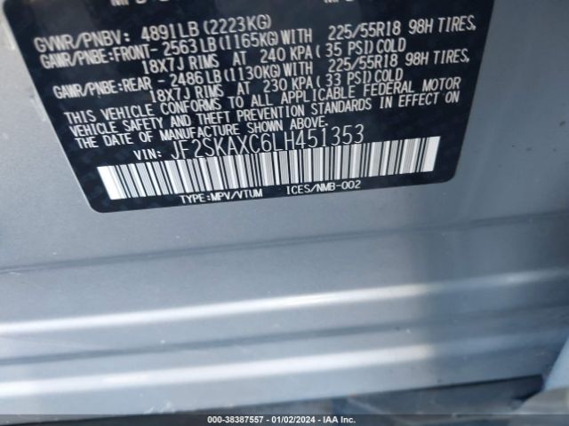 Photo 8 VIN: JF2SKAXC6LH451353 - SUBARU FORESTER 