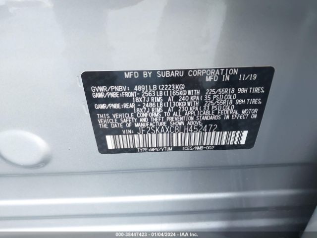 Photo 8 VIN: JF2SKAXC8LH452472 - SUBARU FORESTER 