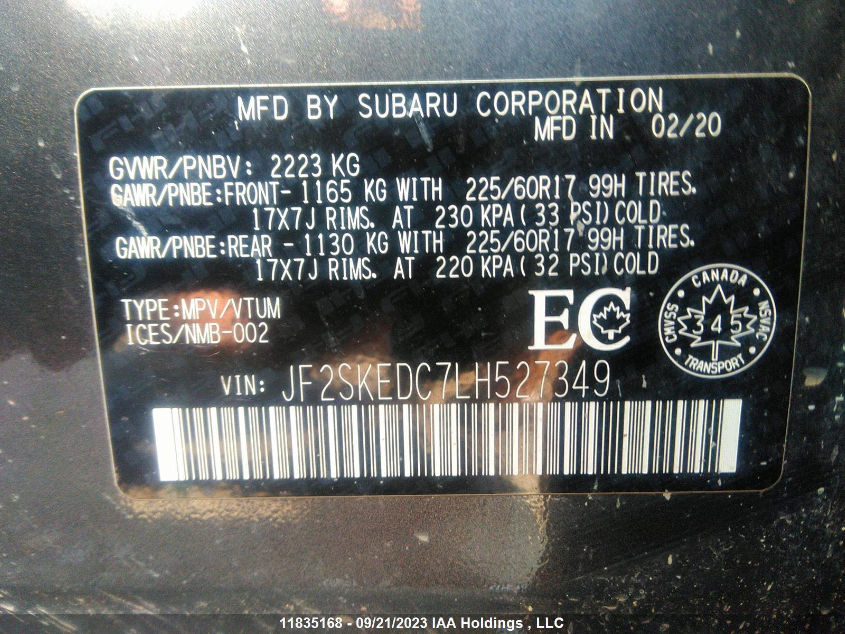 Photo 8 VIN: JF2SKEDC7LH527349 - SUBARU FORESTER 