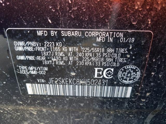 Photo 9 VIN: JF2SKEKC8KH502431 - SUBARU FORESTER 