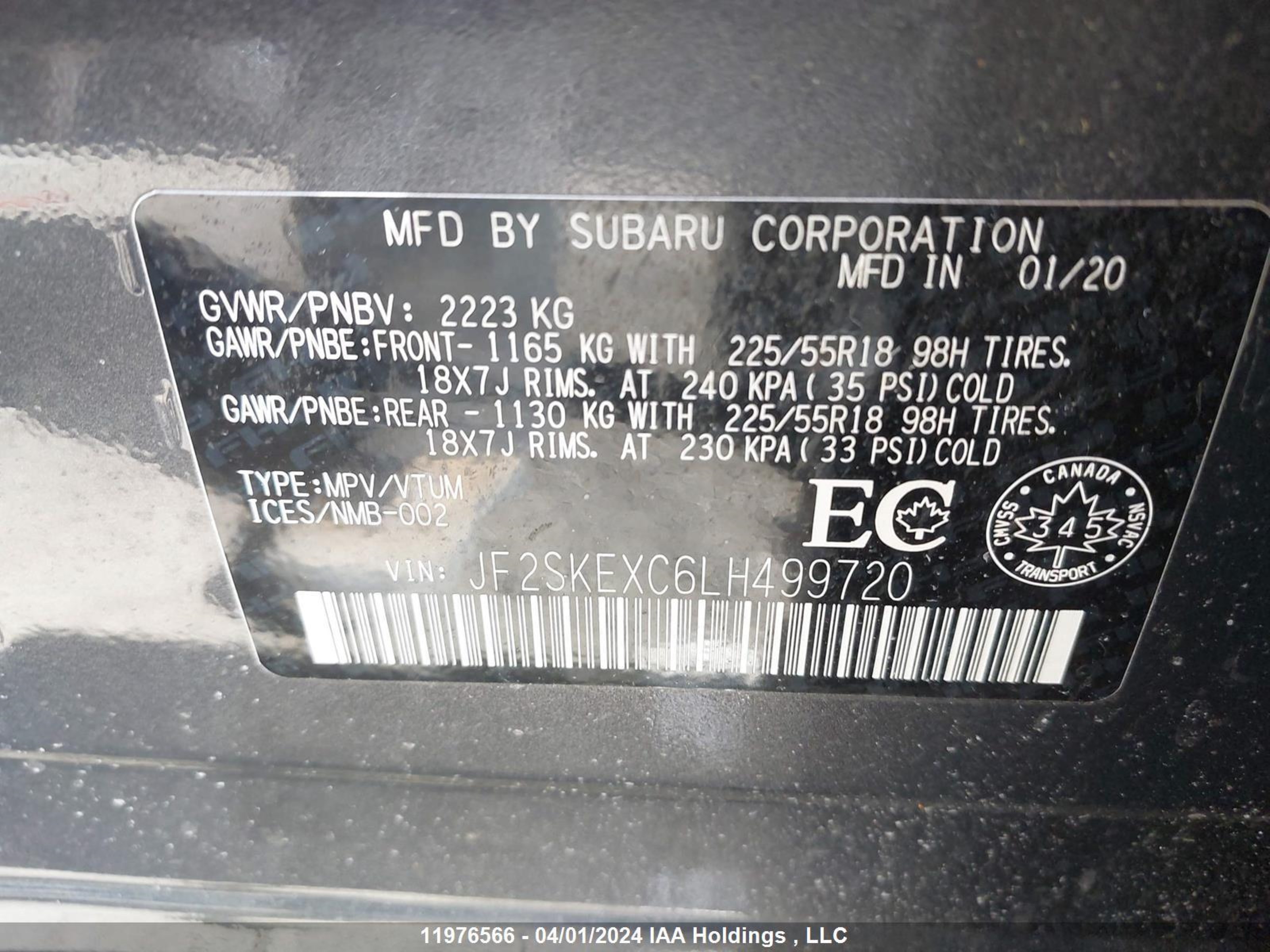 Photo 8 VIN: JF2SKEXC6LH499720 - SUBARU FORESTER 