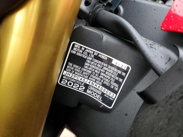 Photo 9 VIN: JH2PC40J4NK800003 - HONDA CBR600 RA 