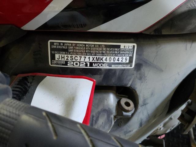 Photo 9 VIN: JH2SC771XMK400429 - HONDA CBR1000 RR 