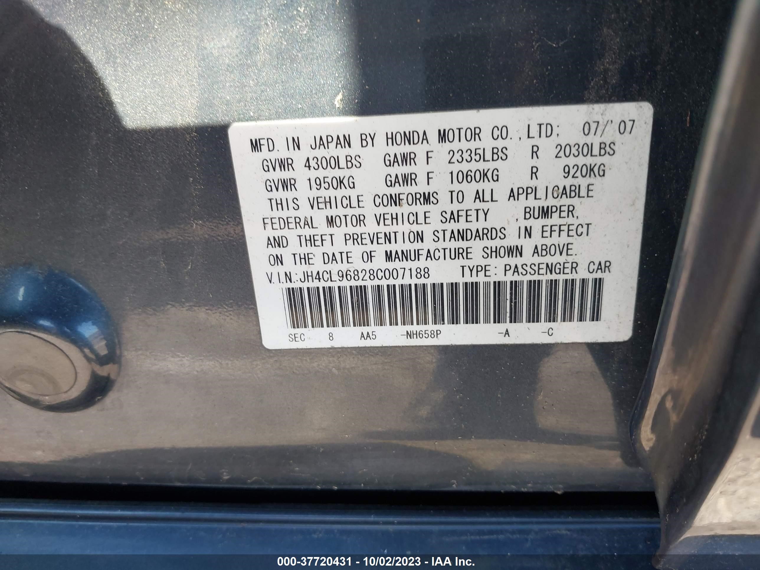 Photo 8 VIN: JH4CL96828C007188 - ACURA TSX 