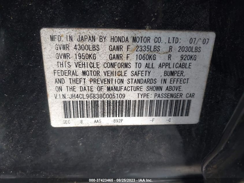 Photo 8 VIN: JH4CL96838C005109 - ACURA TSX 