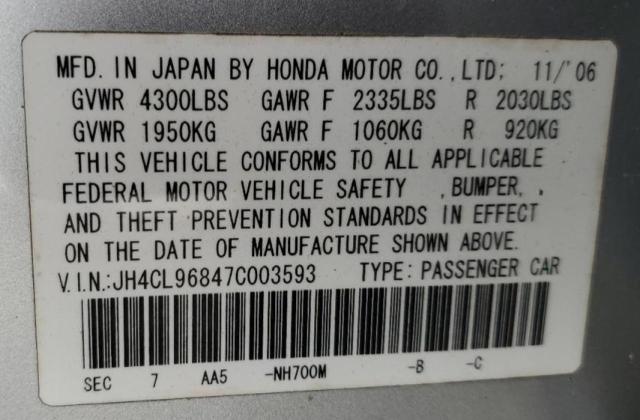 Photo 9 VIN: JH4CL96847C003593 - ACURA TSX 