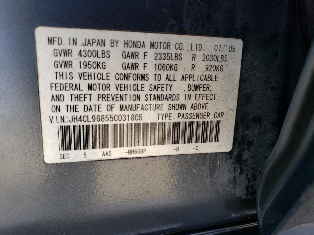 Photo 11 VIN: JH4CL96855C031805 - ACURA TSX 