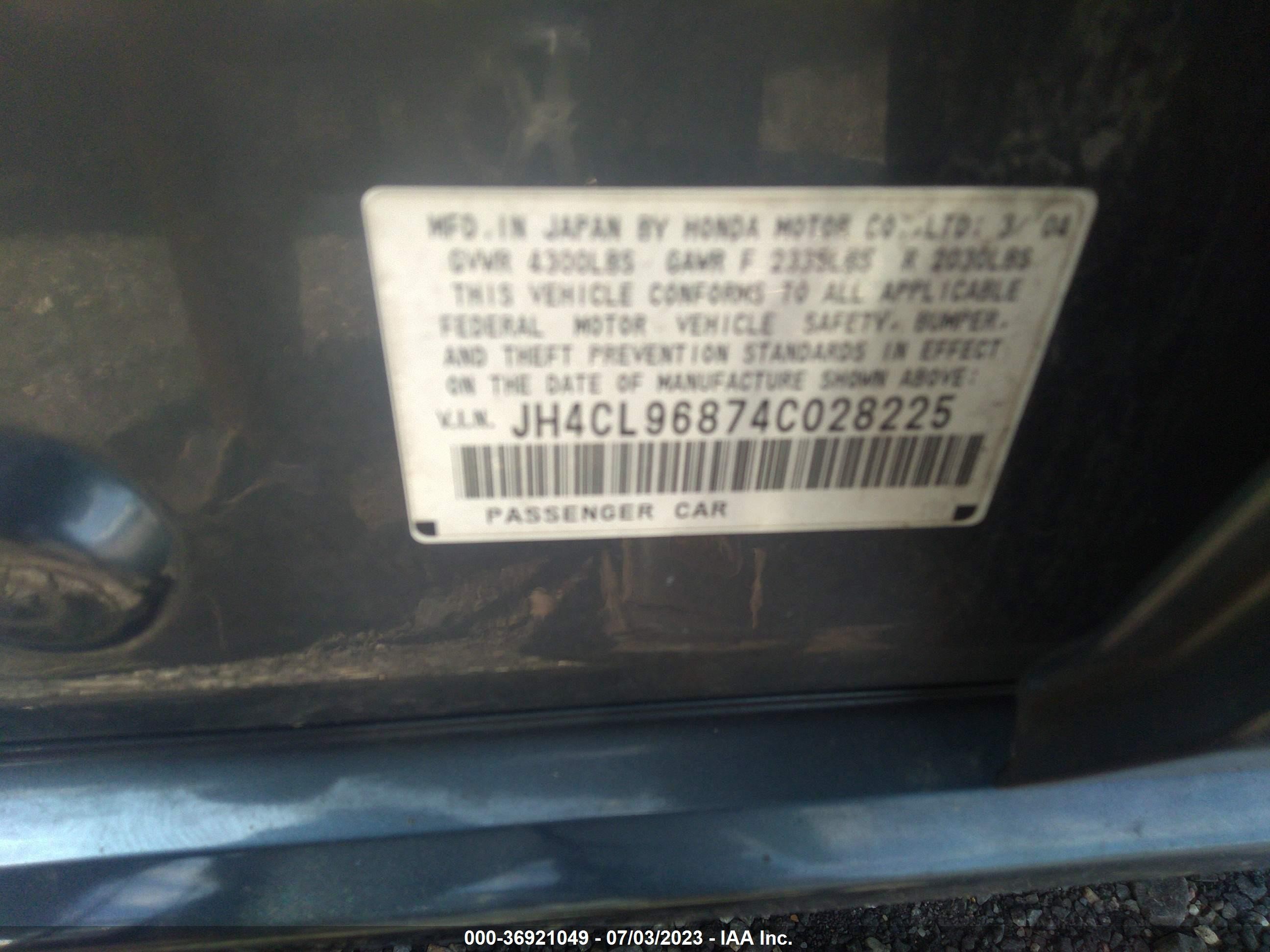 Photo 9 VIN: JH4CL96874C028225 - ACURA TSX 