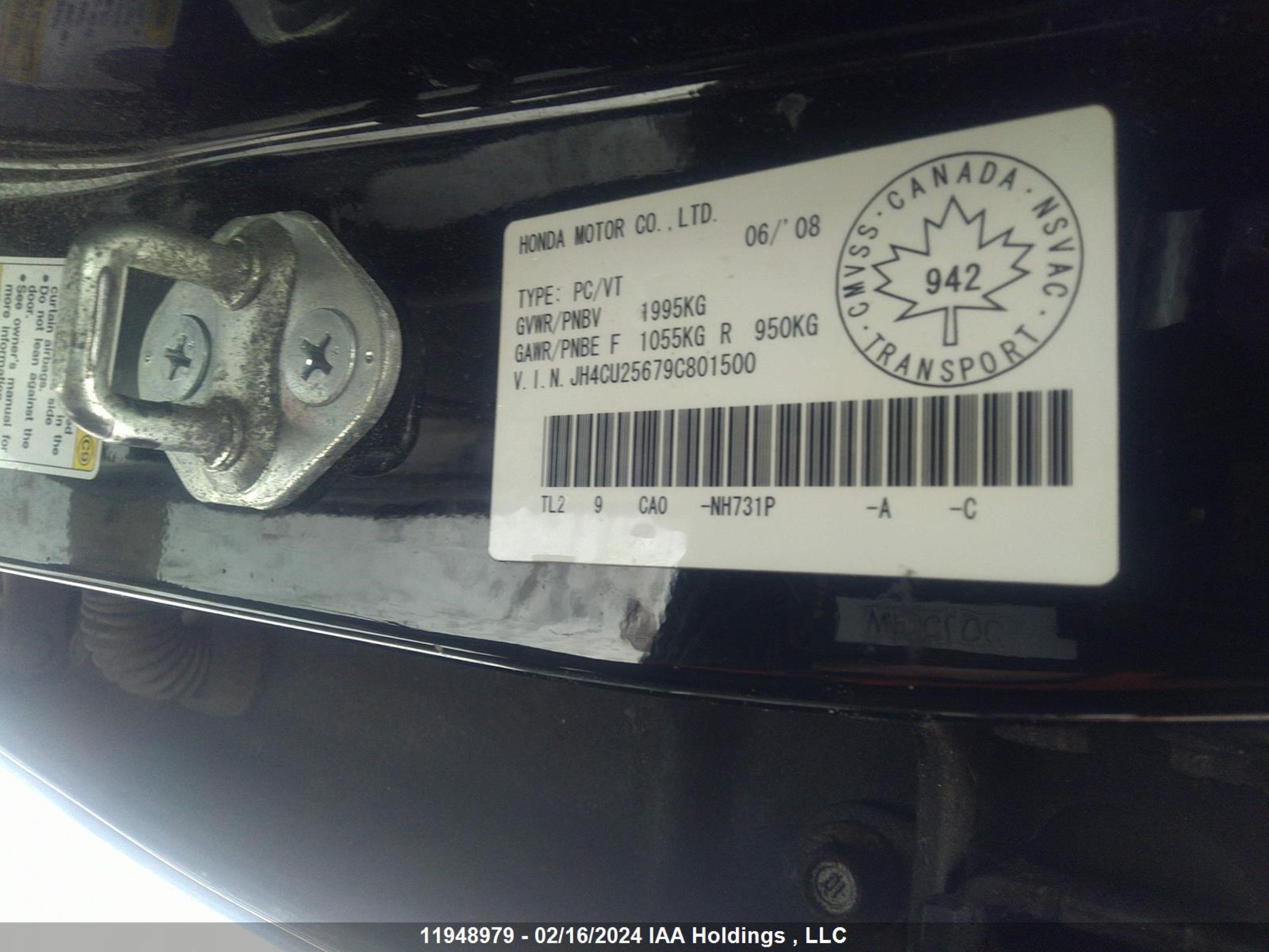 Photo 8 VIN: JH4CU25679C801500 - ACURA TSX 