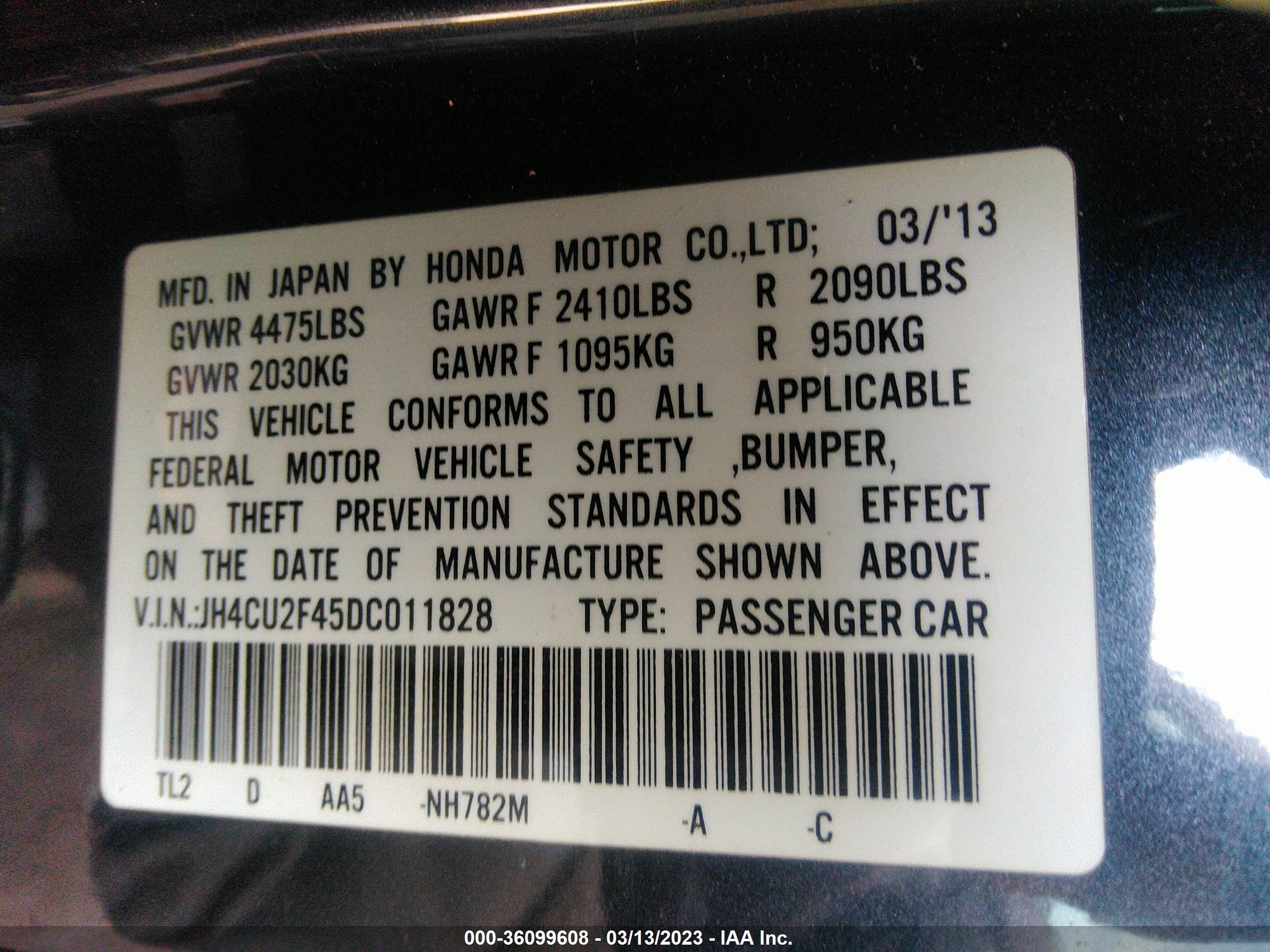 Photo 8 VIN: JH4CU2F45DC011828 - ACURA TSX 