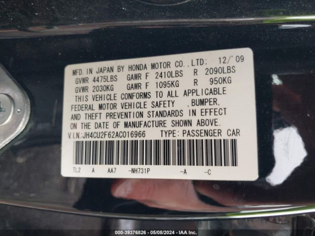 Photo 8 VIN: JH4CU2F62AC016966 - ACURA TSX 