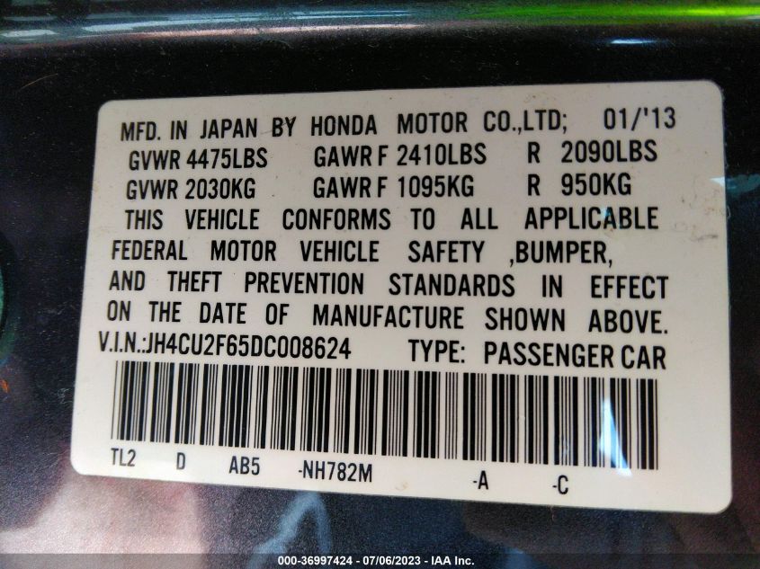 Photo 8 VIN: JH4CU2F65DC008624 - ACURA TSX 