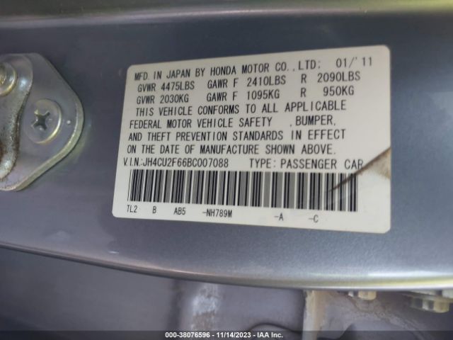 Photo 8 VIN: JH4CU2F66BC007088 - ACURA TSX 