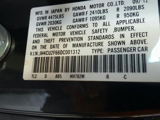 Photo 9 VIN: JH4CU2F66DC001312 - HONDA ACURA 