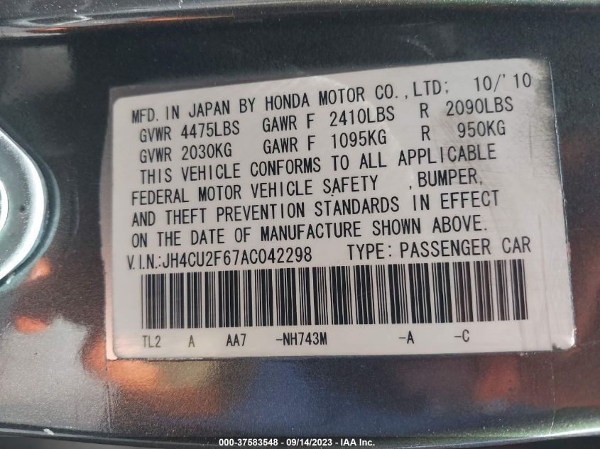 Photo 8 VIN: JH4CU2F67AC042298 - ACURA TSX 