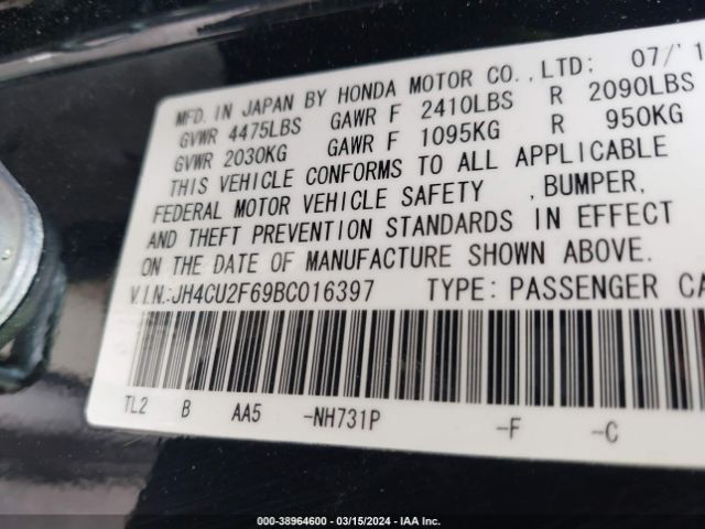 Photo 8 VIN: JH4CU2F69BC016397 - ACURA TSX 