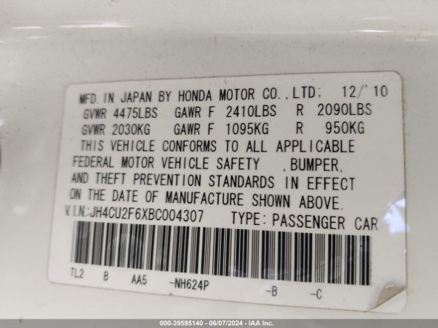 Photo 8 VIN: JH4CU2F6XBC004307 - ACURA TSX 