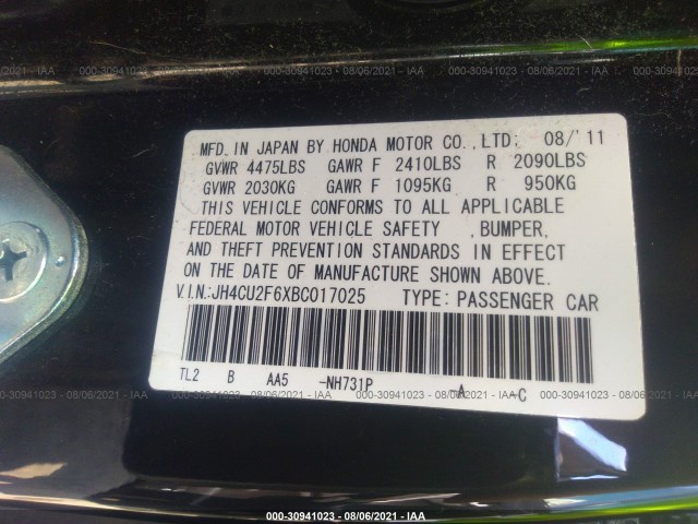 Photo 8 VIN: JH4CU2F6XBC017025 - ACURA TSX 