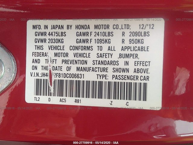 Photo 8 VIN: JH4CU2F81DC006631 - ACURA TSX 